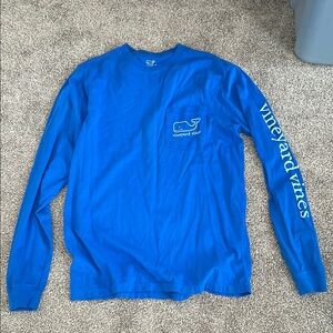 Vineyard Vines Blue Long Sleeve Tee with Sleeve Graphics